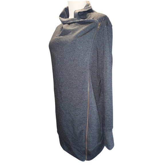 Caslon Womens Gray Asymmetrical Zip Up‎ Funnel Neck Tunic Sweatshirt Medium - Picture 4 of 10